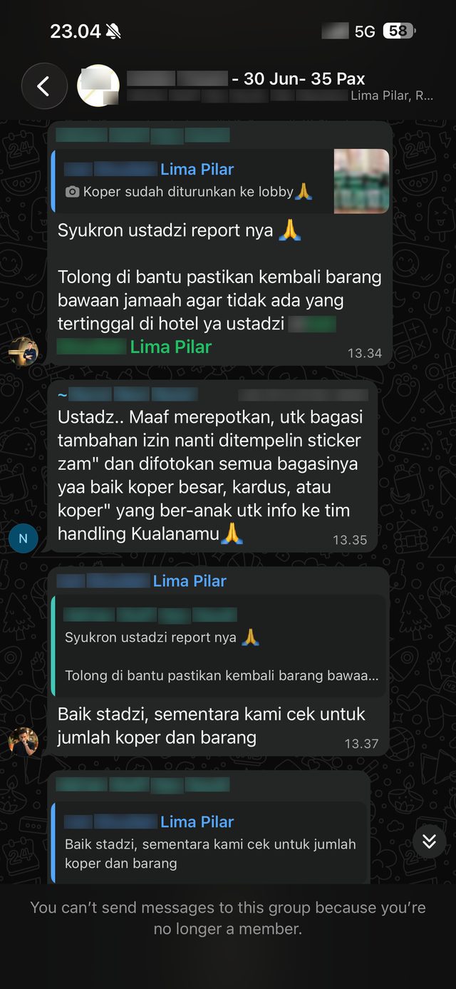 Pengecekan barang dan bagasi jemaah agar tidak ada yang tertinggal di hotel